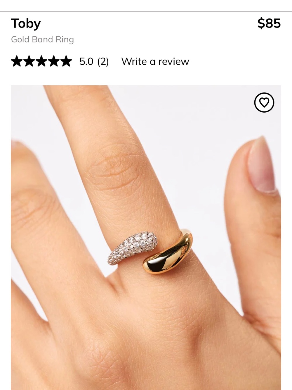 Ana Luisa Toby Gold Open Ring with Pavé Accent - size 5